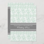 Mint Gray Damask Wedding Vow Renewal Uitnodigingen (Voorkant / Achterkant)