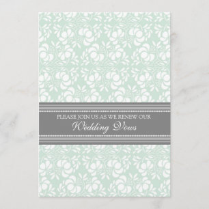 Mint Gray Damask Wedding Vow Renewal Uitnodigingen