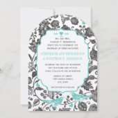  Mint Gray Floral Pattern Love Bird Wedding Kaart (Voorkant)