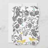 Mint Gray Gellow Floral Love Bird Wedding Kaart (Achterkant)