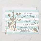 Mint Gray Woodland Fox Hegel Baby shower Kaart (Voorkant)