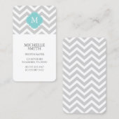 Mint & Gray Zigzags Patroonmonogram Visitekaartje (Voorkant / Achterkant)