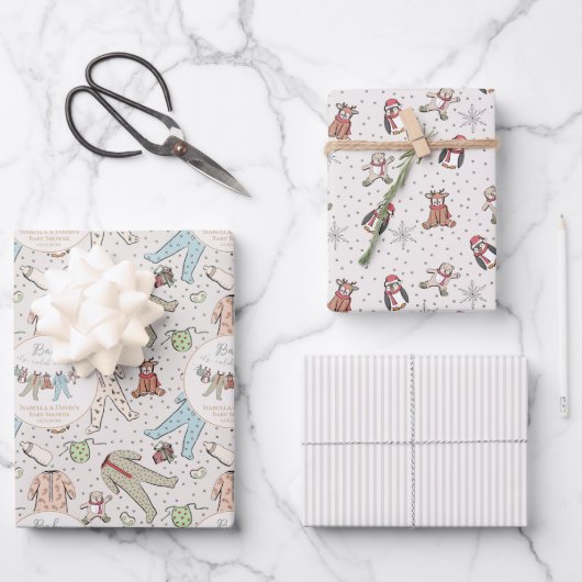 Mint Gree Baby zijn koude buiten de winter Baby sh Inpakpapier Vel (Voorkant)