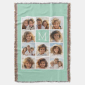 Mint Green 11 Unieke aangepaste monogram voor foto Deken (Voorkant Verticaal)