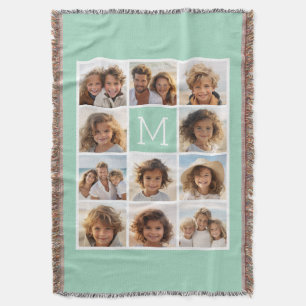 Mint Green 11 Unieke aangepaste monogram voor foto Deken