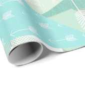 Mint Green Abstract Retro Triangle Arrow Cadeaupapier (Rol Hoek)