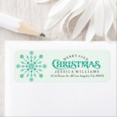 Mint Green Abstracte kerstsnowflake Etiket (Insitu)