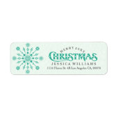 Mint Green Abstracte kerstsnowflake Etiket (Voorkant)
