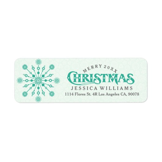 Mint Green Abstracte kerstsnowflake Etiket (Voorkant)