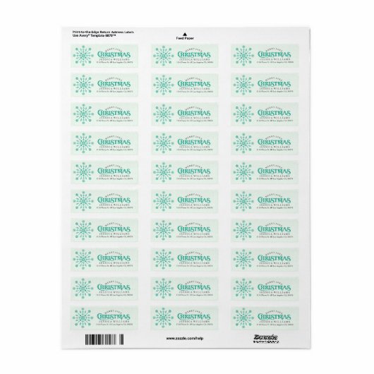 Mint Green Abstracte kerstsnowflake Etiket (Full Sheet)