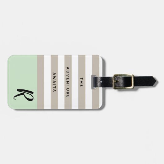 Mint Green Adventure wacht  Monogram Bagagelabel (Voorkant horizontaal)