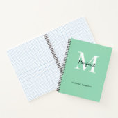 Mint Green Aesthetic Monogram Gifts Personated Notitieboek (Binnen)