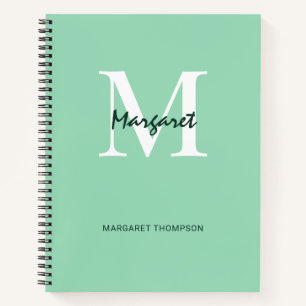 Mint Green Aesthetic Monogram Gifts Personated Notitieboek