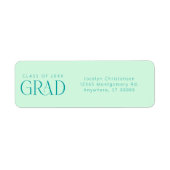 Mint Green Afstudeerder gepersonaliseerde retourad Etiket (Voorkant)