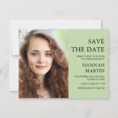Mint Green Afstuderen 2 Foto Save Date (Voorkant)