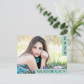 Mint Green Afstuderen | Foto van Trendy Modern Afs Uitnodiging Briefkaart (Staand voorkant)