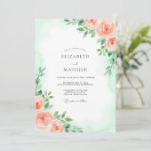 Mint Green Airy Spring Wedding Kaart (Staand voorkant)