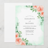 Mint Green Airy Spring Wedding Kaart (Voorkant / Achterkant)