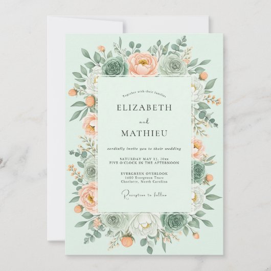 Mint Green Alluring Succulent Wedding Kaart (Voorkant)