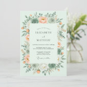 Mint Green Alluring Succulent Wedding Kaart (Staand voorkant)