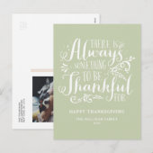 Mint Green altijd dankbaar citaat Thanksgiving Feestdagenkaart (Voorkant / Achterkant)