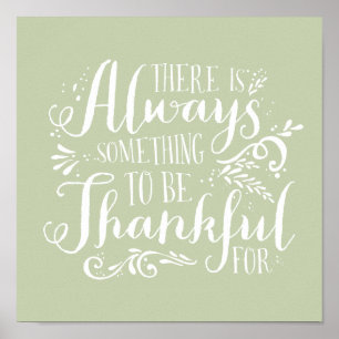 Mint Green altijd dankbaar citaat Thanksgiving Poster
