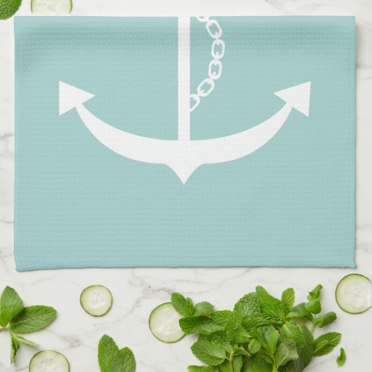 Mint Green Anchor Theedoek (Gevouwen)