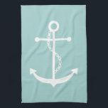 Mint Green Anchor Theedoek<br><div class="desc">Nautisch ontwerp</div>