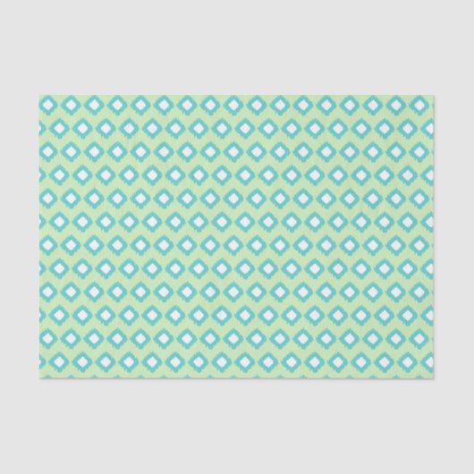 Mint Green and Blauwgroen Tribal Ikat Pattern Tissuepapier (Voorkant)
