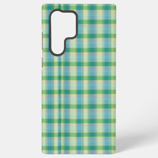 Mint Green and Blue Plaid Phone Case Samsung Galaxy Hoesje (Achterkant)