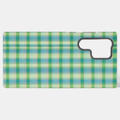 Mint Green and Blue Plaid Phone Case Samsung Galaxy Hoesje (Achterkant horizontaal)