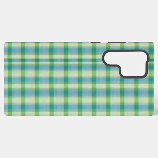 Mint Green and Blue Plaid Phone Case Samsung Galaxy Hoesje (Achterkant horizontaal)