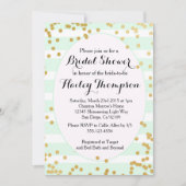 Mint Green and Gold Bridal Shower Invitation Kaart (Voorkant)