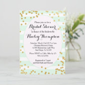 Mint Green and Gold Bridal Shower Invitation Kaart (Staand voorkant)
