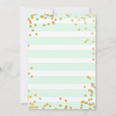 Mint Green and Gold Bridal Shower Invitation Kaart (Achterkant)