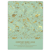 Mint Green and Gold Floral Fabric Pattern Klembord (Achterkant)