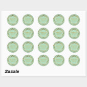Mint Green and Gold Floral Fabric Pattern Ronde Sticker (Vel)