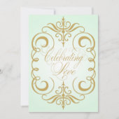 Mint Green and Gold Swirl Wedding Invitation Kaart (Voorkant)
