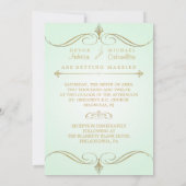 Mint Green and Gold Swirl Wedding Invitation Kaart (Achterkant)