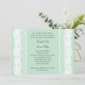 Mint Green and  Lace Wedding Invitation Kaart (Staand voorkant)