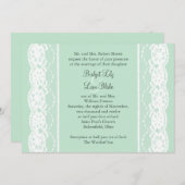 Mint Green and  Lace Wedding Invitation Kaart (Voorkant / Achterkant)