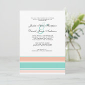 Mint Green and Peach Stripes Wedding Invitation Kaart (Staand voorkant)