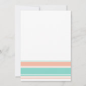 Mint Green and Peach Stripes Wedding Invitation Kaart (Achterkant)