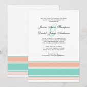 Mint Green and Peach Stripes Wedding Invitation Kaart (Voorkant / Achterkant)