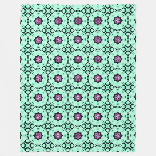 Mint green and purple geometric mandala pattern  fleece deken (Voorkant)