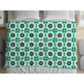 Mint green and purple geometric mandala pattern  fleece deken