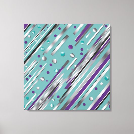 Mint green and Purple polka dot stripe  Canvas Afdruk (Voorkant)