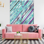 Mint green and Purple polka dot stripe  Canvas Afdruk (Insitu (Woonkamer))