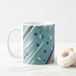 Mint green and Purple polka dot stripe  Koffiemok