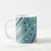Mint green and Purple polka dot stripe  Koffiemok (Links)